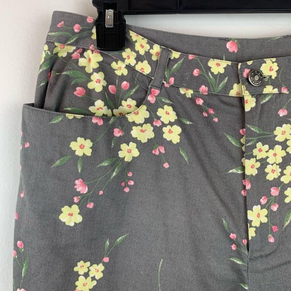 INC INTERNATIONAL CONCEPTS Gray Floral Stretch Cropped Pants Sz 14P - Picture 2 of 8